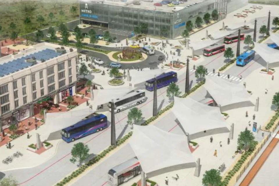 Conceptual rendering of proposed Regional Transportation Center in Austin, Texas.